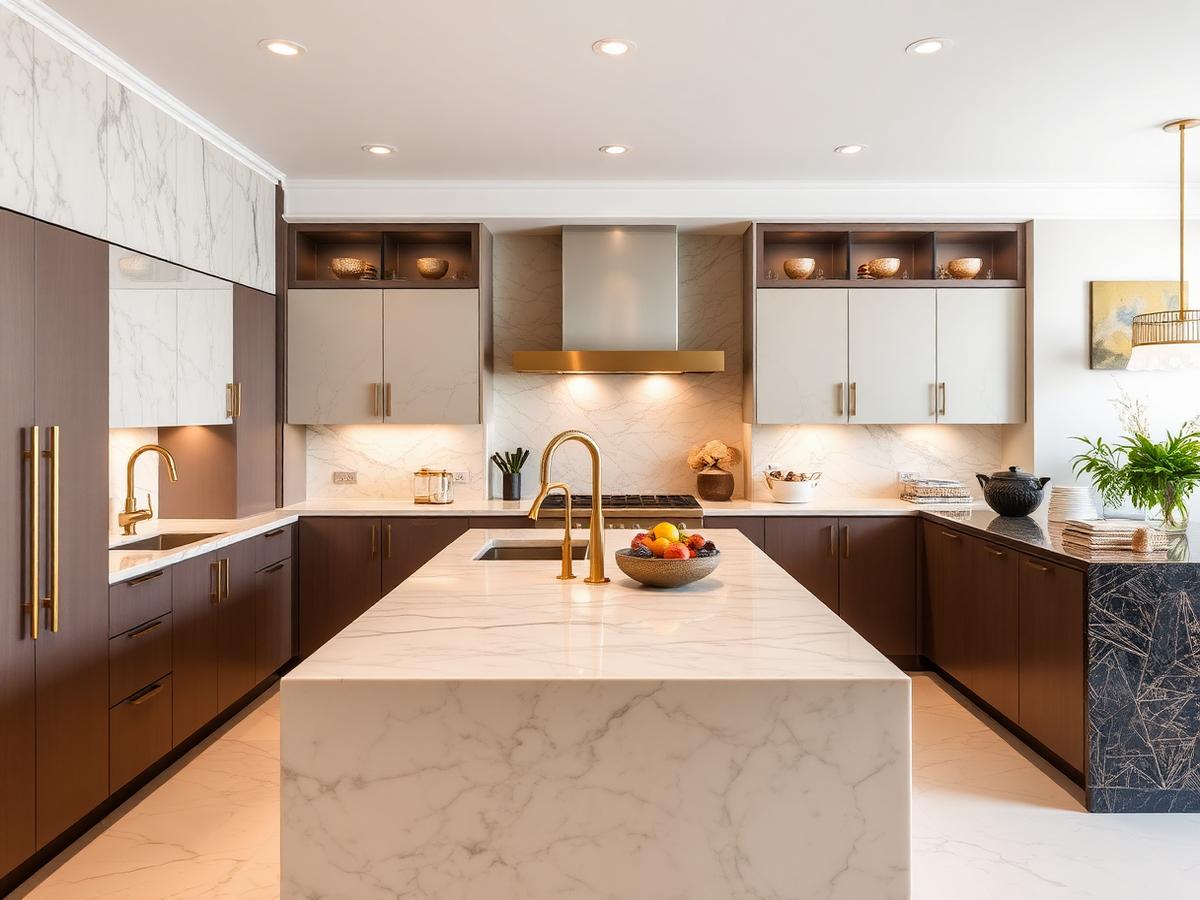 Modern kitchen with marble finish